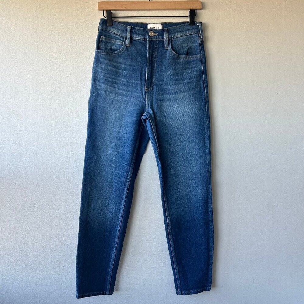 FRAME High N Tight Taper Jeans Women 26 High Rise Cropped Blue Denim - Picture 2 of 10